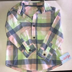 Boys Size 3T Button Down Collared Shirt Pink Green Blue White BNWT
