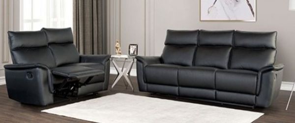 Brand New Black Leather Reclining Sofa & Loveseat