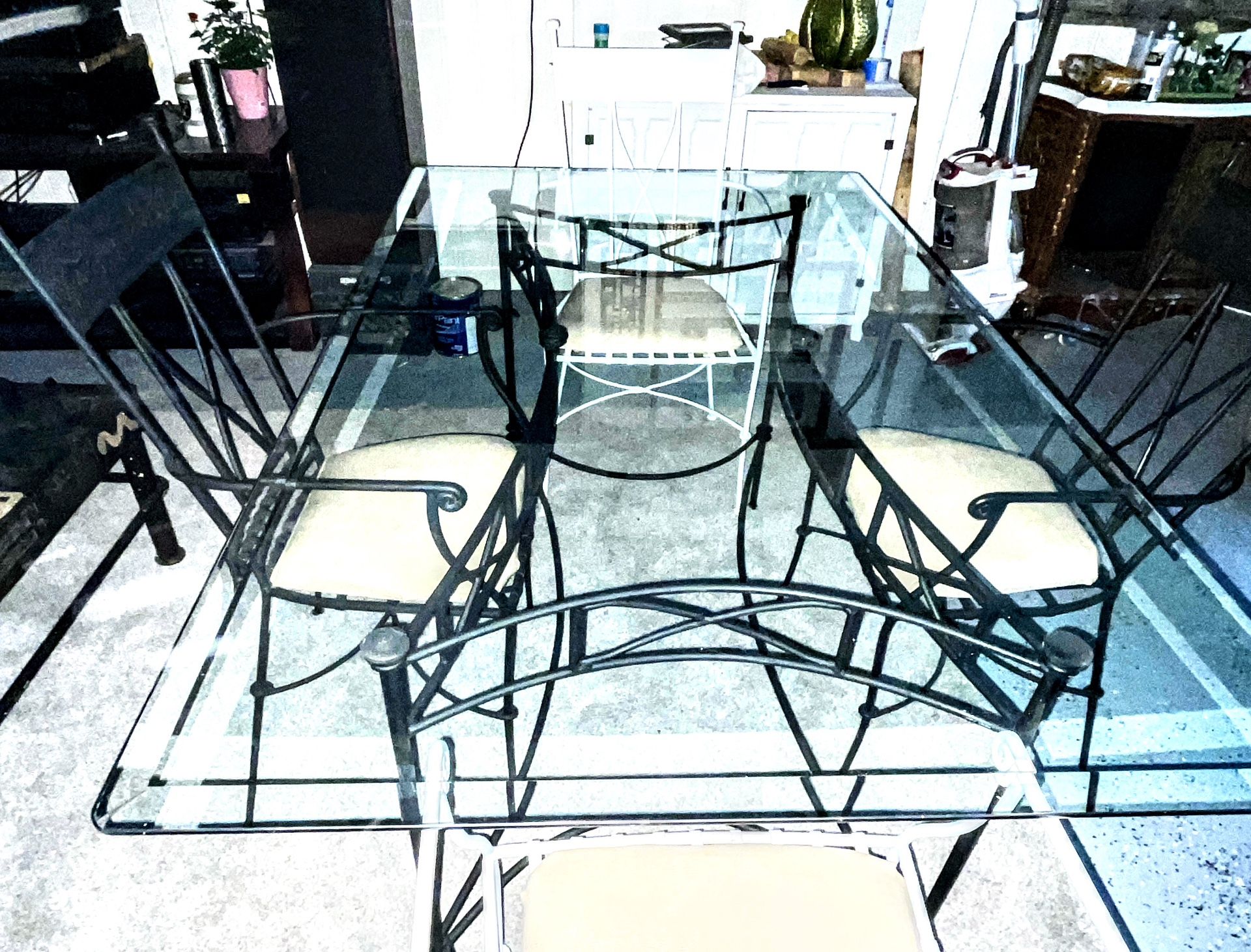 Wrought Iron w / Beveled Glass Top Home & Garden