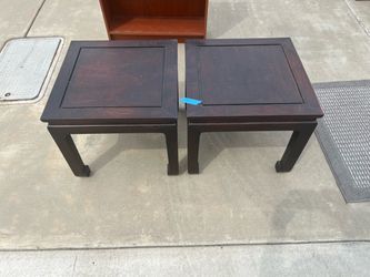 Pair of Dark Wood Asian-Style End Tables