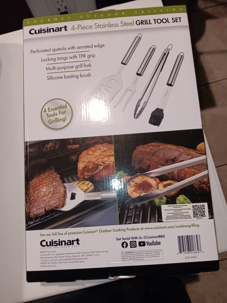 🔥 Cuisinart 4-Piece Stainless Steel Grill Tool Set – $40 🔥