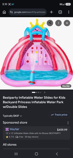 Bestparty Princess Inflatable Water Park Double Slides
