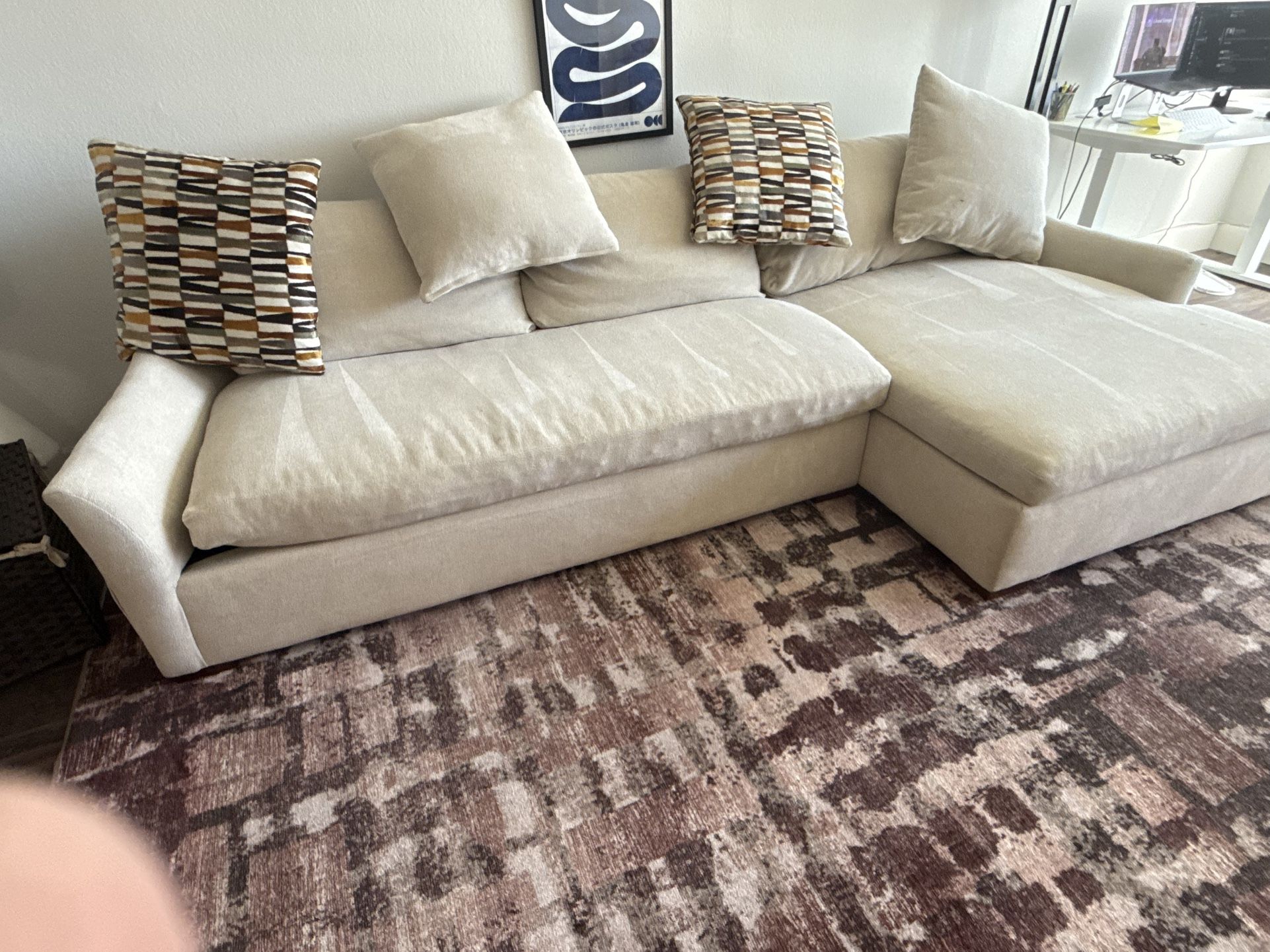 Cream-colored Sectional Couch