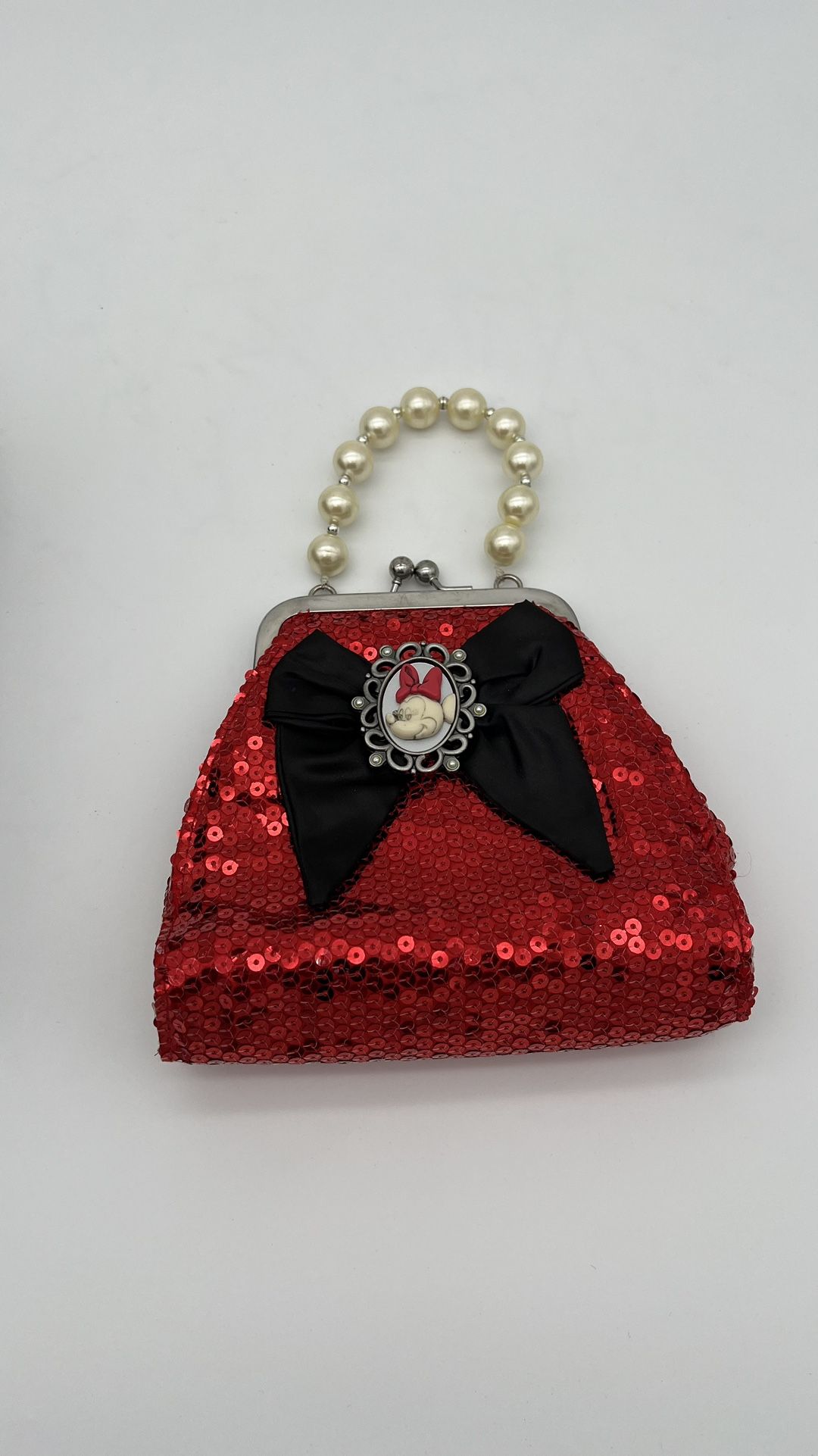 Disney Authentic MINNIE MOUSE Cameo & Pearls Red Handbag for Girls!