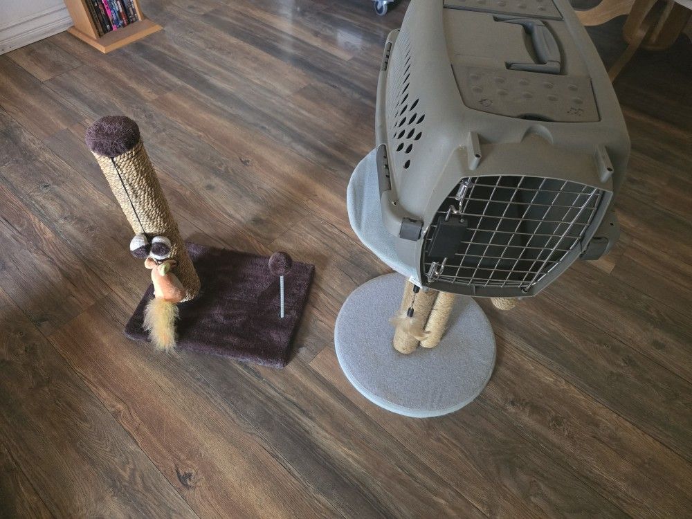 2 Cat Scratchers And 1 Pet Carrier