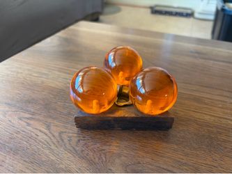 Vintage Wooden Triangle and Lucite Ball Candle Holder
