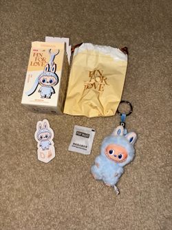 POP MART Labubu V4 The Monsters Pin For Love Alphabet Plush Pendant - Letter D
