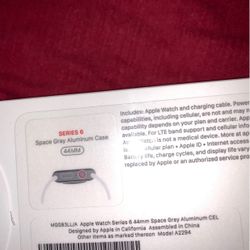 Apple Watch Series 6 Space Gray Cellular unlocked 44MM Leather Loop Unopened I’m Mobile I Can Come To You
