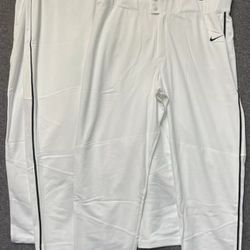 Brand New Nike White With Black Piping Baseball Pants Men XL, 2XL, 3XL