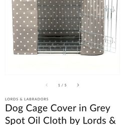 Dog Cage Cover in Grey Spot Oil Cloth by Lords & Labradors