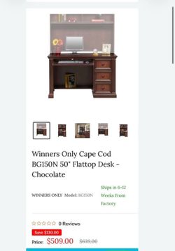 NEW Winners Only Cape Cod 50” Writing Desk – Chocolate Brown