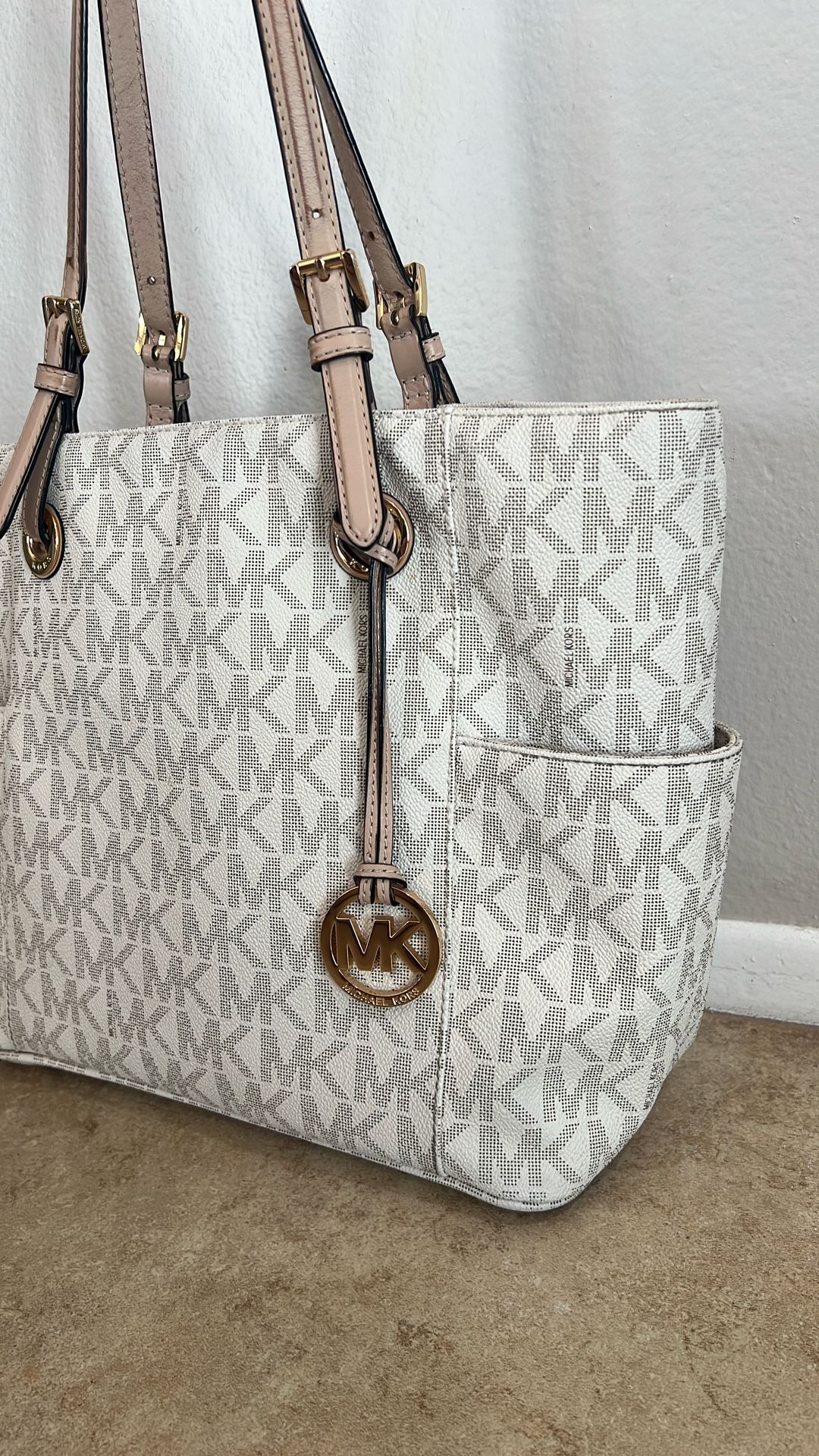 Michel Kors Purse White Leather Tote Bag
