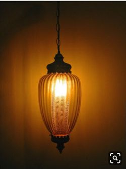 Vintage glass amber swag Hanging Lamp