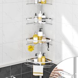 Corner Shower pole caddy 4 tier