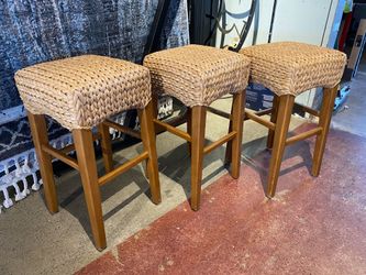 Seagrass Backless Counter Stools (Set of 3)