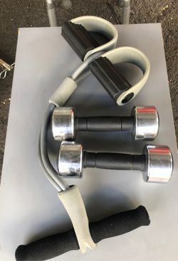 Exercises dumbbell and resistance band