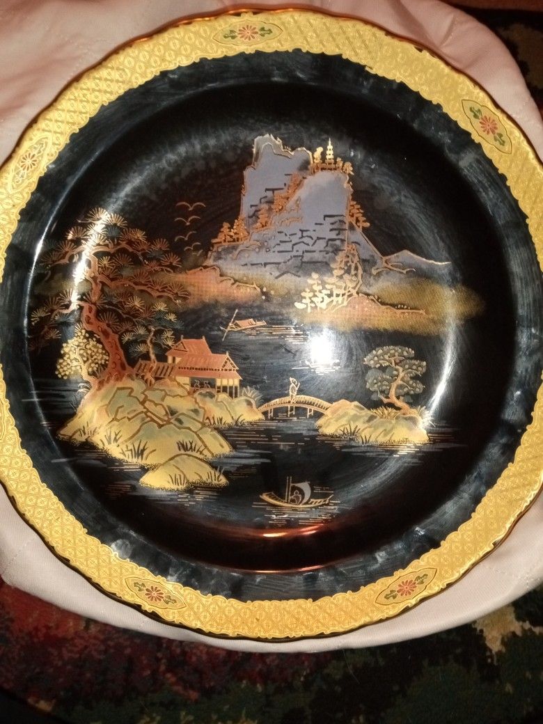 Vintage Black, Gold Trim  Zohiko 14' Plate 