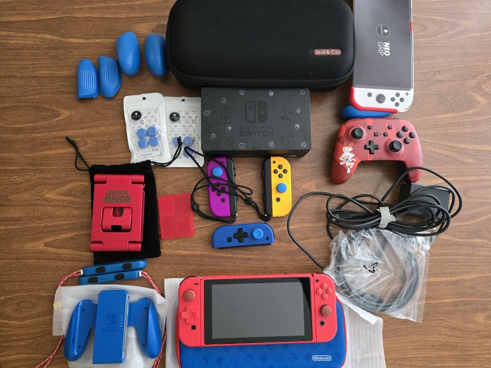 Nintendo Switch Super Mario Red Blue Limited Editon Console With Extras