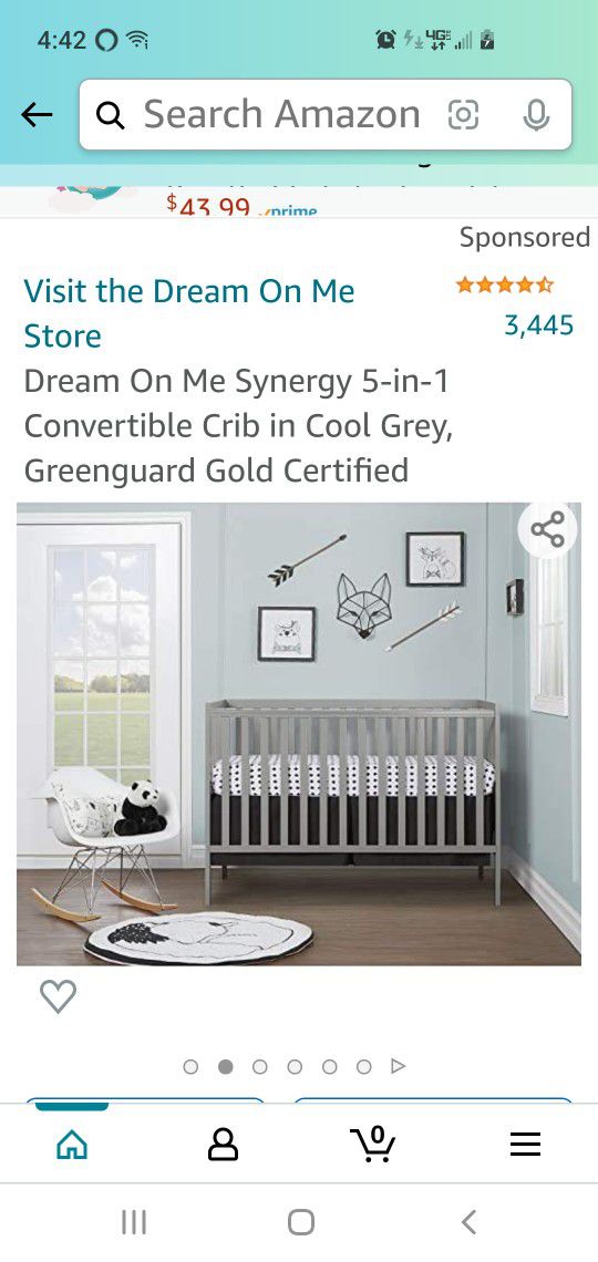 New Dream On Me Synergy 5 In 1 Convertible Full Size Crib Gray