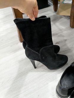 Suede Black Mid-Calf Boots for Women 5,5