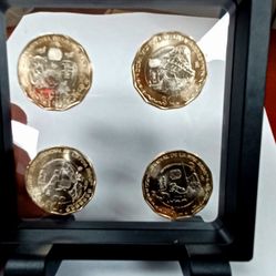 2026 Fifa World Cup MEXICO Pesos 4 Coins Monedas Complete Set Framed