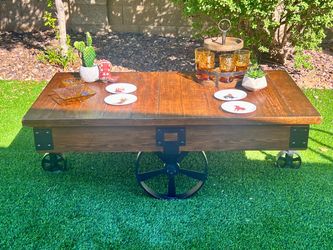Industrial Cart Coffee Table and Matching Side Tables