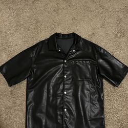 Men Leather Button Up Shirt Size: Medium 