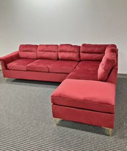 Red Velvet Sectional . Brand New.