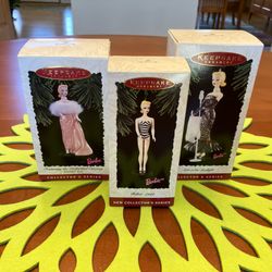 Lot Of 3 NIB Hallmark Keepsake Ornaments: Barbie Collector’s Series