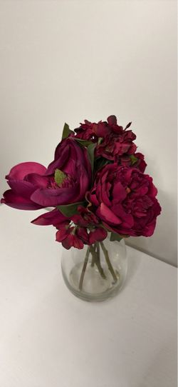 Glass Vase with Beautiful Artificial Flowers