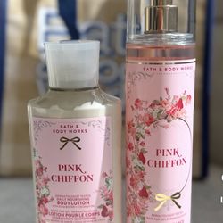  Bath & Body Works Pink Chiffon Perfume + Body Lotion Set 