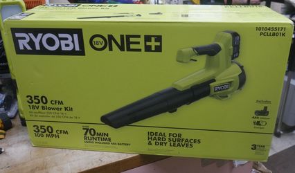 RYOBI BLOWER WITH BATTERY AND CHARGER PCLLB01K NEW F(contact info removed)6