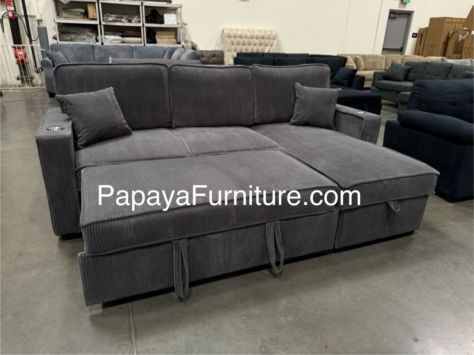 New!89”L Reversible Sectional Sofa Bed, Sofabed, Reversible Sectional sofa With Pull-out Bed, Sectionals, Couch, Small Living Room Sofa, Sleeper Sofa