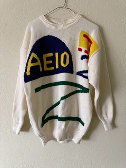 VTG AntsHouse Italy white Italian artist abstract sweater 1980 size Medium