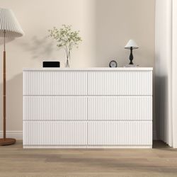 Brand New Sealed 6 Drawer White Modern Dresser Storage Cabinet