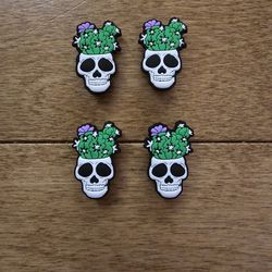Lot Of 4 Skull Shoe Charms 