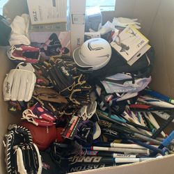 Wholesale 1 Pallet Of Baseball And Softball Items Bats Gloves Protector Helmets