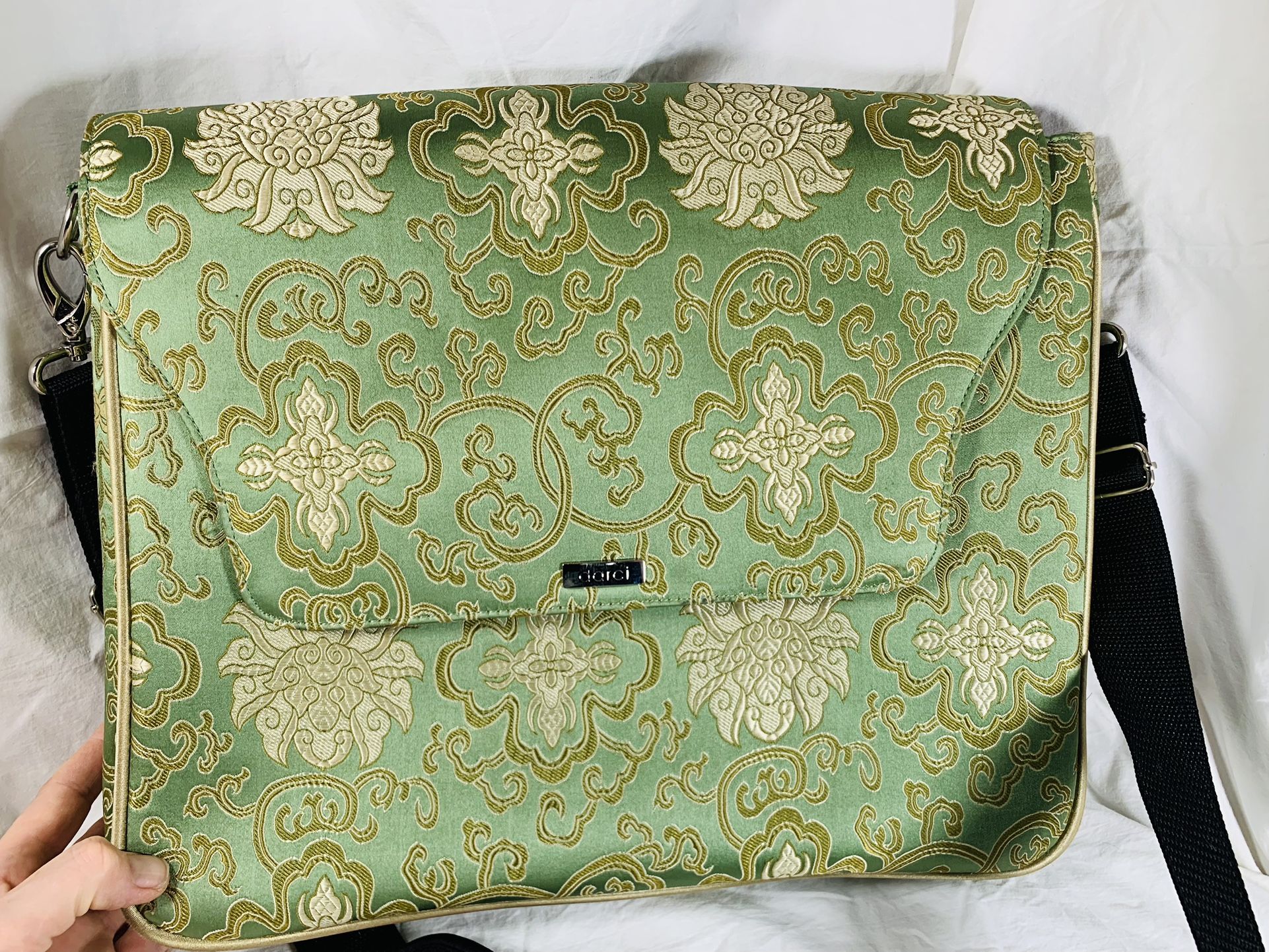 DARCI Designer, Abbi New York, JADE Silk Brocade Messenger/ CROSSBODY Laptop Bag