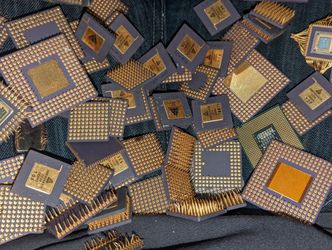 Large lot of vintage gold  IC and cpu for gold recovery ceramic