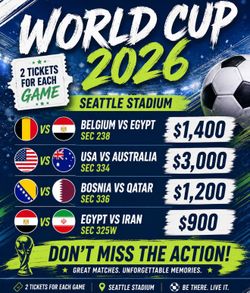 Fifa world cup tickets all games in Seattle