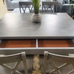 New Rustic 7 Piece Dining Set with Storage Drawers