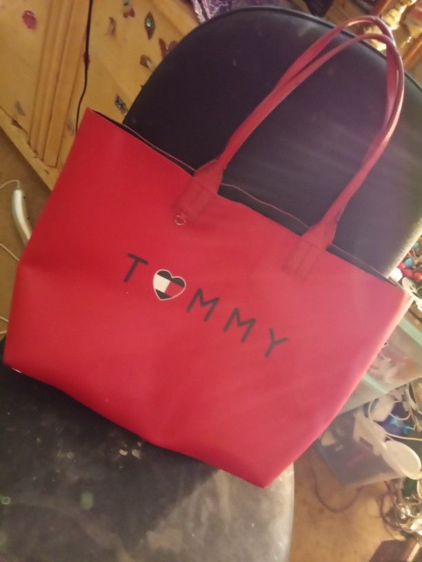 Tommy By Tommy Hilfiger Red Leather Tote Bag