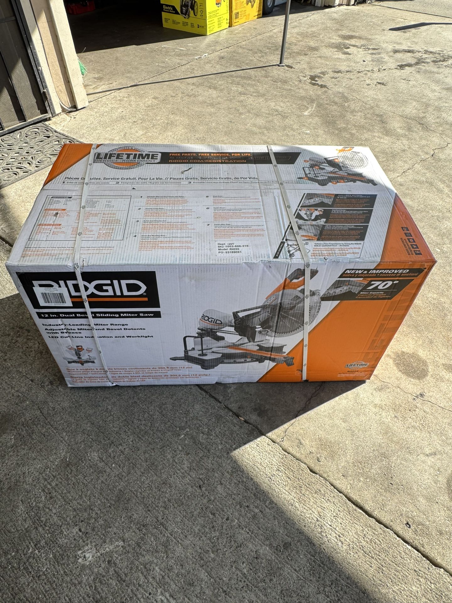 RIDGID 15 Amp Corded 12 in. Dual Bevel Sliding Miter Saw with 70 Deg. Miter Capacity and LED Cut Line Indicator
