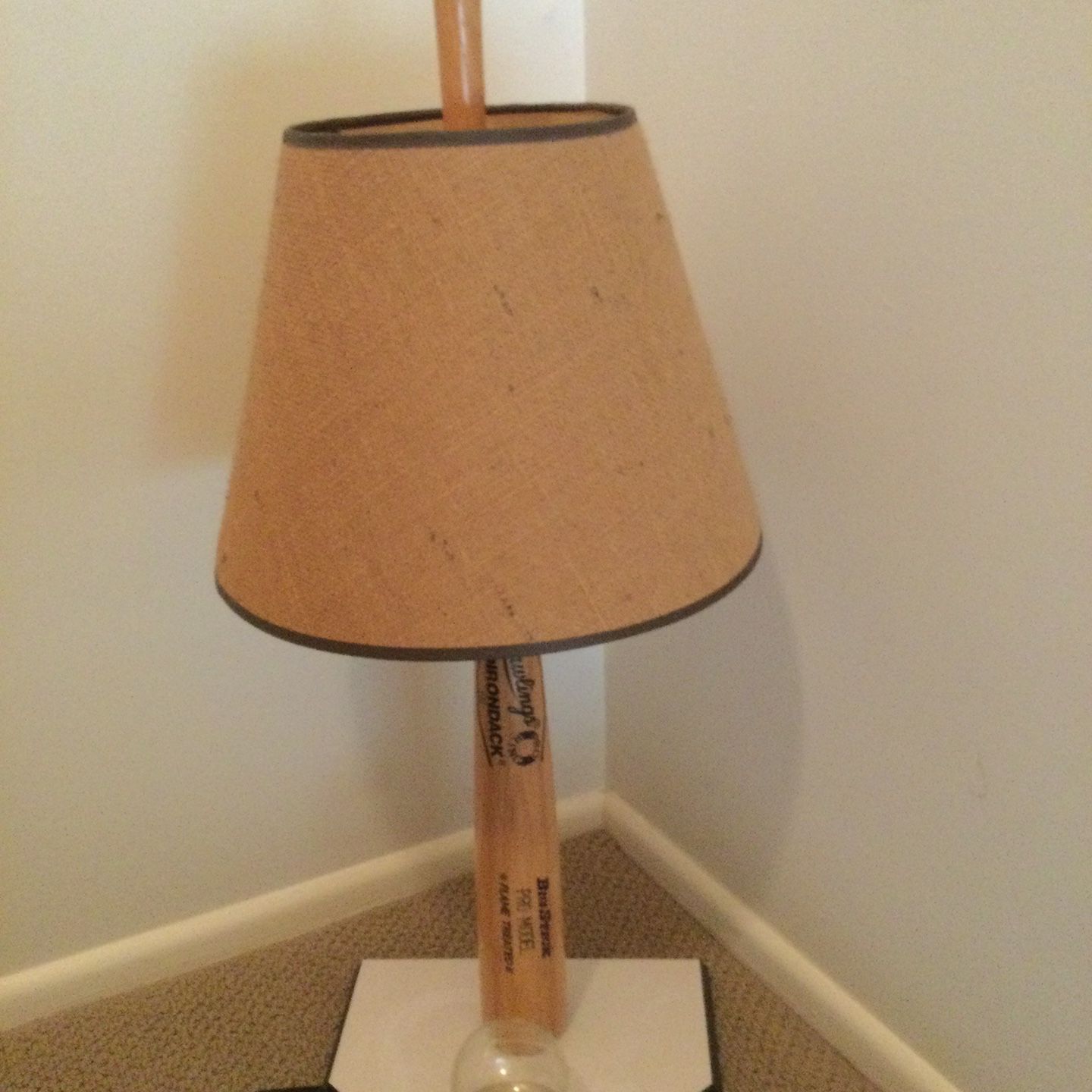Baseball Bat Lamp With Home Plate And Ball Holder With Shade