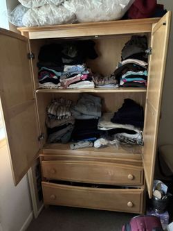 Wooden upright bedroom dresser - $135