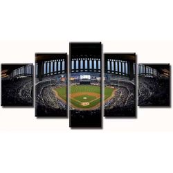 Baseball Decor Sport Wall Art 5 Piece Ballpark Stadium Poster Canvas Prints for Living Room Accessories Home Decorations 60" W × 32" H