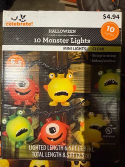 Halloween 10 Monster and skeleton Mini String Lights