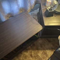 Coffee And End Table. Solid Wood With Cabinets