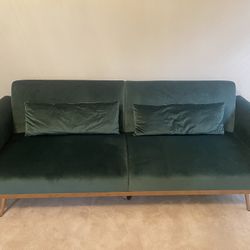Mid century Green Velvet Sofa 