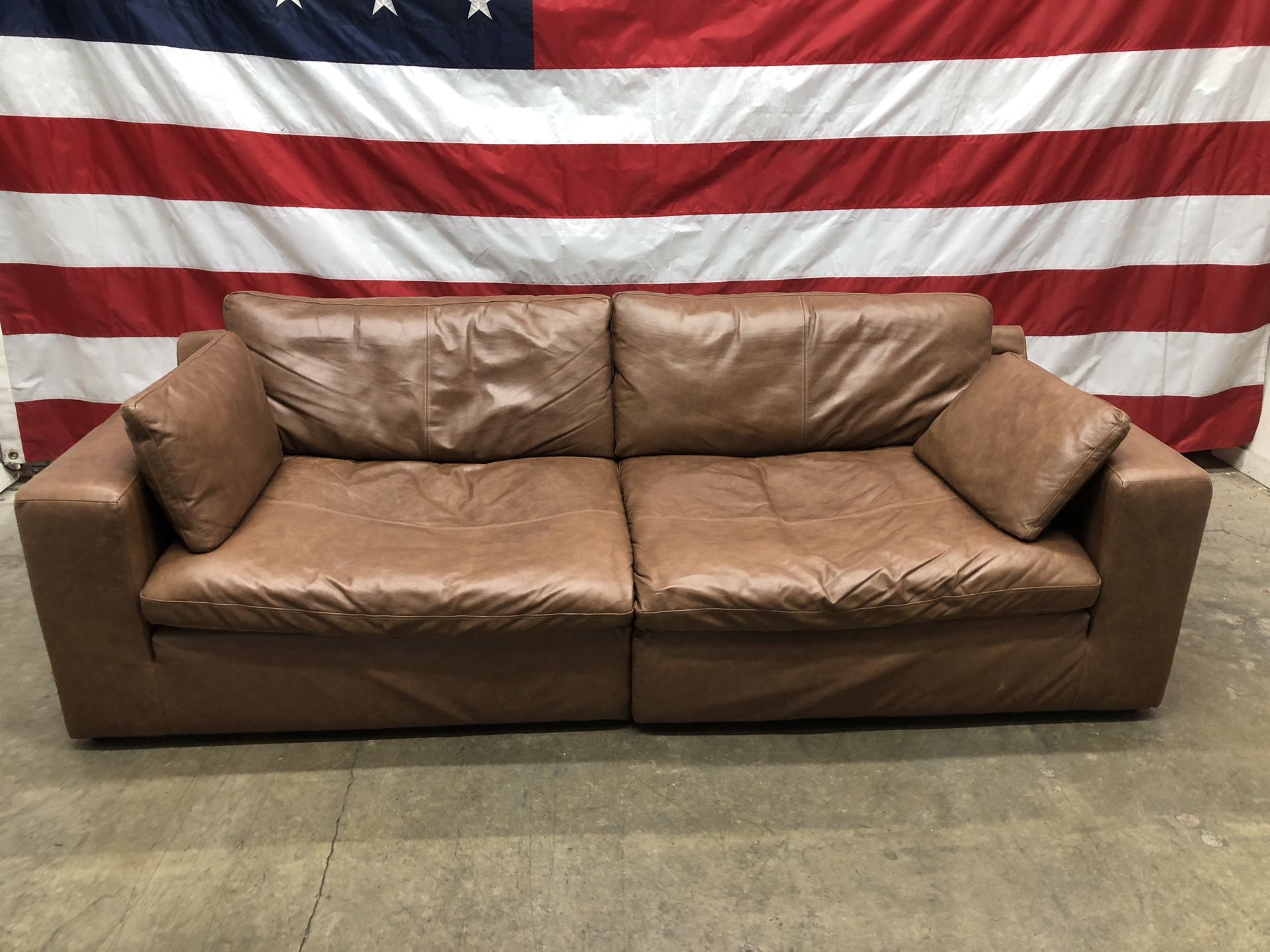 Free Delivery - Leather Cloud 2 Piece Sectional Couch